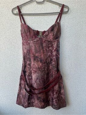 Outcast Keilani Mini Dress Maroon Mirage XS NWT